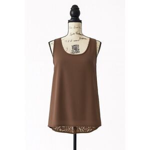 Bellatrix Brown Lace Back Tank Top Women’s Small Sheer Detail